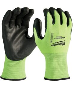 12PK High Visibility Cut Level 3 Polyurethane Dipped Gloves - L