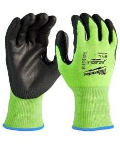 12 Pair High Visibility Cut Level 2 Polyurethane Dipped Gloves- L