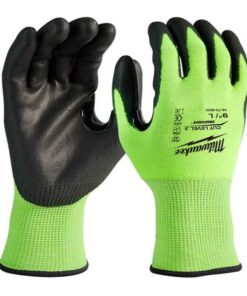12PK High Visibility Cut Level 3 Polyurethane Dipped Gloves - XL