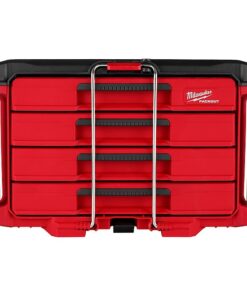PACKOUT 4-Drawer Tool Box, Polymer, Black/Red, 22 in W x 16-1/2 in D x 14-1/2 in H
