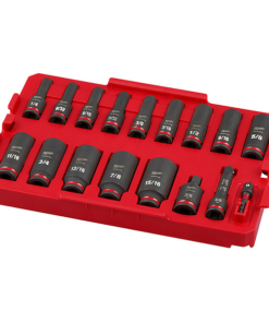 17 pc. SHOCKWAVE Impact Duty 3/8" Drive SAE Deep Well Socket Set, PACKOUT Low Organizer Tray