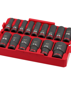 15 pc. SHOCKWAVE Impact Duty 1/2 in. Drive SAE Deep Well Socket Set with PACKOUT Organizer Tray