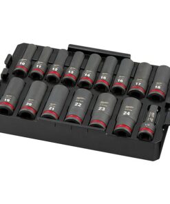 1/2 in Drive Socket Set Metric, SAE 15 Pieces 10 mm to 24 mm , Chrome