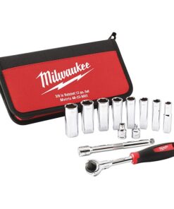 3/8 in Drive Socket Wrench Set Metric 12 Pieces 10 mm to 19 mm , Chrome