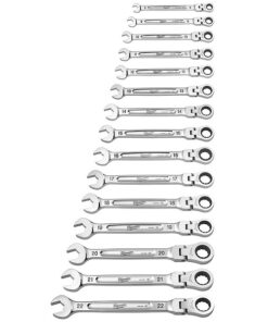 15 pc. Metric Flex Head Ratcheting Combination Wrench Set