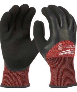 Cut-Resistant Winter Insulated Gloves, Cut Level A3 , Double Dipped , Latex , Sandy , M 12 PK