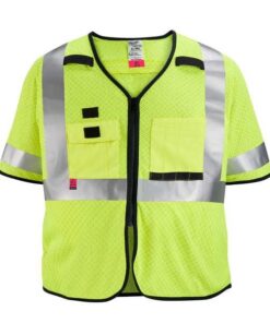 AR/FR Cat.1 High Visibility Vest w/Sleeves S, M Class 3 U Back, , Zipper 10 Pockets, 2 Mic Tab, No