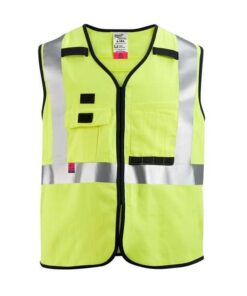 AR/FR Cat.1 High Visibility Vest 2XL/3XL Class 2 U Back, , Hook-and-Loop 10 Pockets, 2 Mic Tab, No