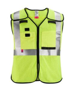 AR/FR Cat.1 High Visibility Vest 4XL/5XL Class 2 X Back, , Hook-and-Loop 10 Pockets, 2 Mic Tab, No