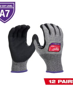 Cut Protection Dipped Gloves, Cut Level A7 , Dipped , Nitrile , Sandy Nitrile , L 12 PK