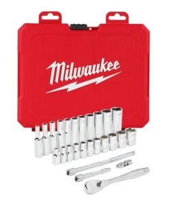 1/4 in Drive Socket Wrench Set SAE 26 Pieces 5/32 in to 9/16 in , Chrome