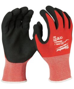 Coated Gloves, Nitrile, Sandy, Palm, Not Rated Abrasion Level, Red, 2XL 12 PK