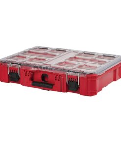 PACKOUT Tool Case, 10 Compartments, 19-3/4 in W x 15-1/2 in D x 4-5/8 in H, Red, Plastic